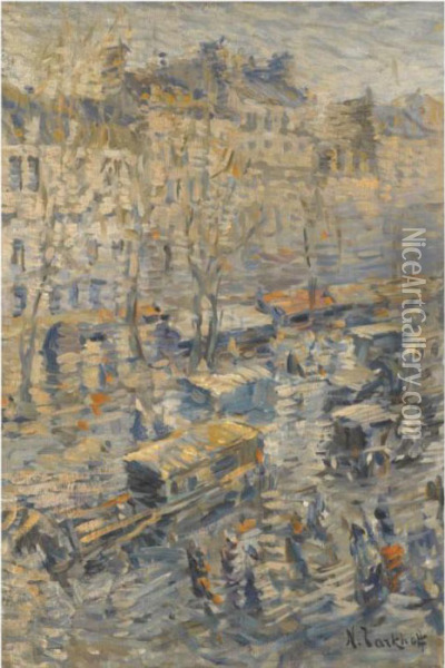Parisian Boulevard Oil Painting - Nikolai Aleksandrovich Tarkhov