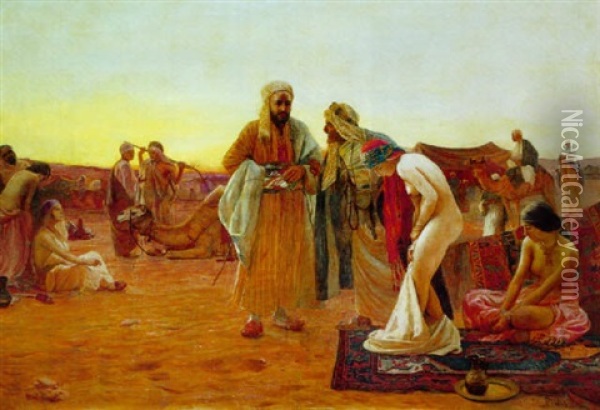 Vente D'esclaves Dans Le Desert Oil Painting - Otto Pilny