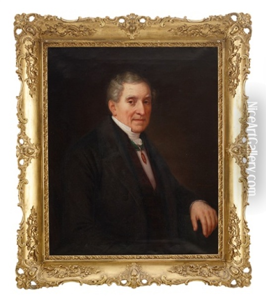 Portratt Av Silversmeden Erik Adolf Zethelius Stockholm (1781-1864) Oil Painting - Erik Wahlbergson