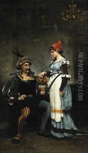 The Jester's Refreshment Oil Painting - Jules Garnier