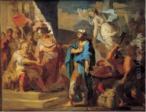 L'historien Juif Flavius Josephe Delivre A Rome De Ses Fers Oil Painting - Jean Antoine Th. Giroust