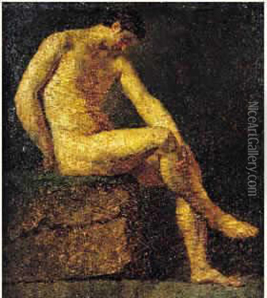 Academie D'homme Assis Oil Painting - Jean-Germain Drouais