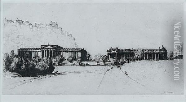Edinburgh, Signed In Pencil, Etching Oil Painting - David Young Cameron