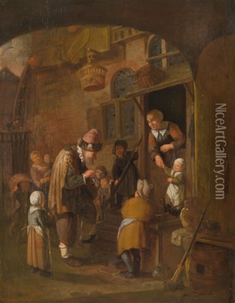 Der Drehorgelspieler Oil Painting - Adriaen Jansz van Ostade