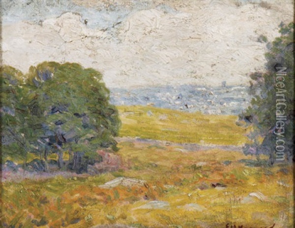 Impressionistic Summer Landscape Oil Painting - Edward Herbert Barnard