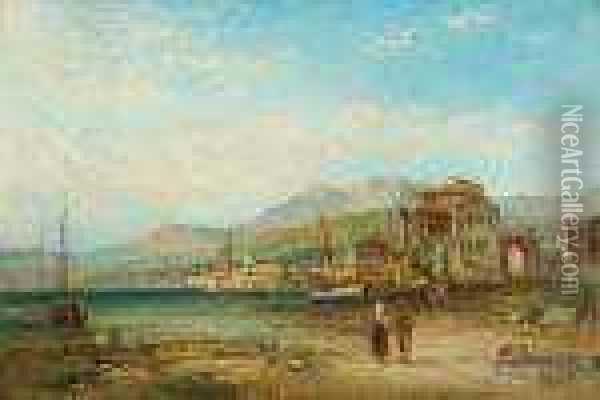 Italian Harbor Oil Painting - Alfred Pollentine