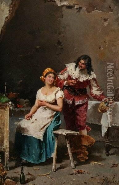 Cavalier And Lady Oil Painting - Francesco Peluso