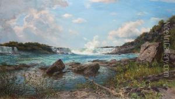 The Falls At Niagara From The River Bed Oil Painting - Henry William Banks Davis, R.A.