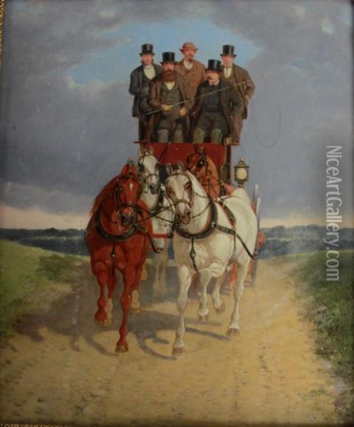 Carriage Scene Oil Painting - Benjamin Herring, Jnr.
