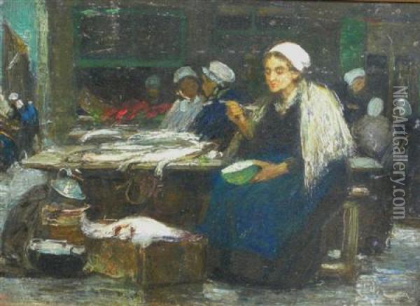 The Fish Market Oil Painting - Flora MacDonald Reid