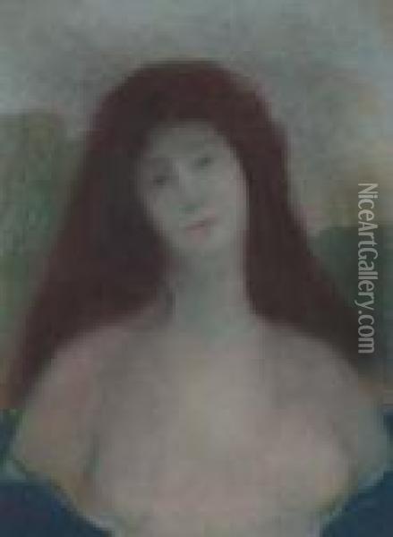 Buste De Femme Oil Painting - Edmond Aman-Jean