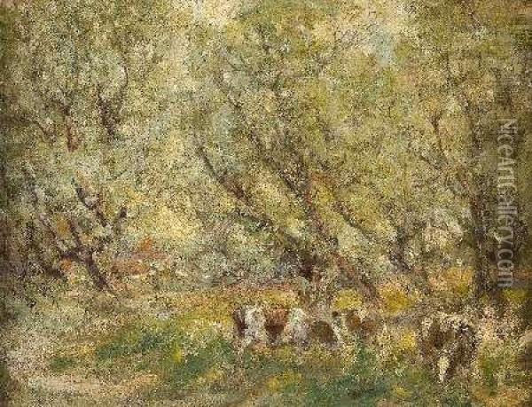 Cattle Grazing In The Shade Oil Painting - George Smith