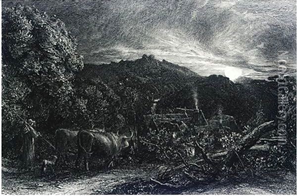 The Herdsman Oil Painting - Samuel Palmer