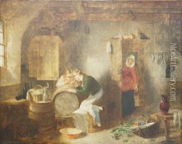 Tapping The Cask Oil Painting - Alexander Snr Fraser