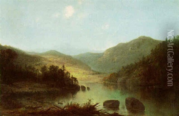 A Catskill Lake Oil Painting - George Loring Brown