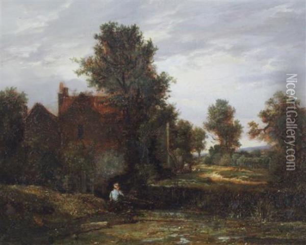 Figure In A Landscape Oil Painting - Arthur Devis