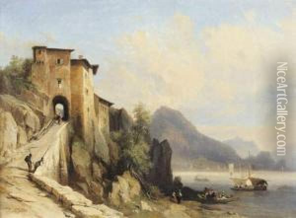 Vue De Taormina Oil Painting - Jules Louis Phillipe Coignet