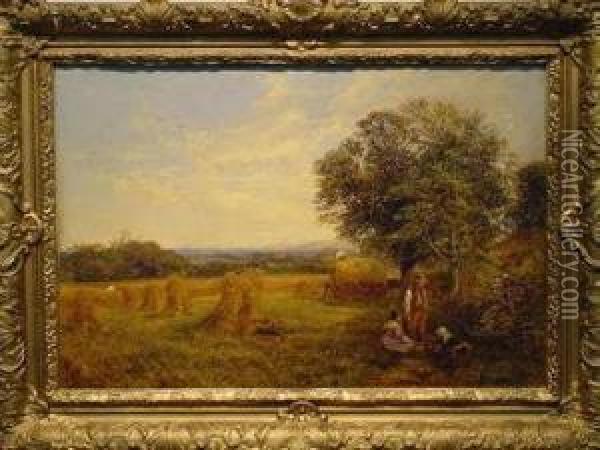 Wheat Sheaves Oil Painting - Alfred Bennett
