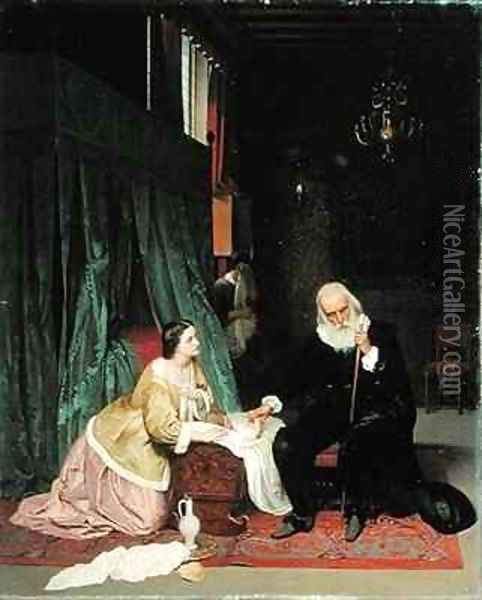 Visit of the doctor Oil Painting - Gustav Jakovlevich Budkovsky