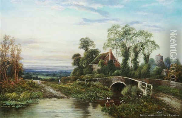 English Rural Scene Oil Painting - Octavius Thomas Clark