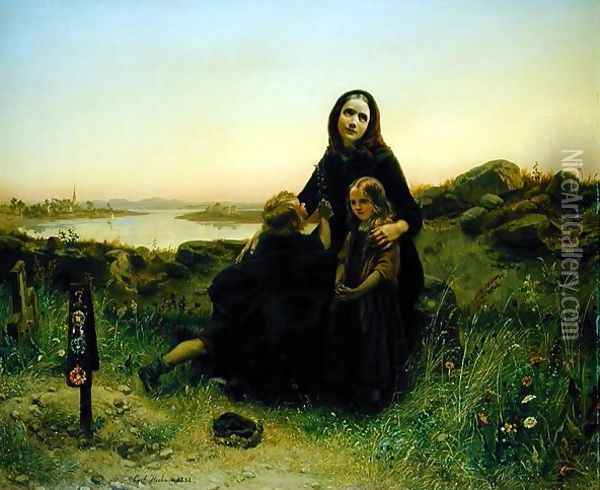 The Mourning Widow Oil Painting - Carl Wilhelm Huebner