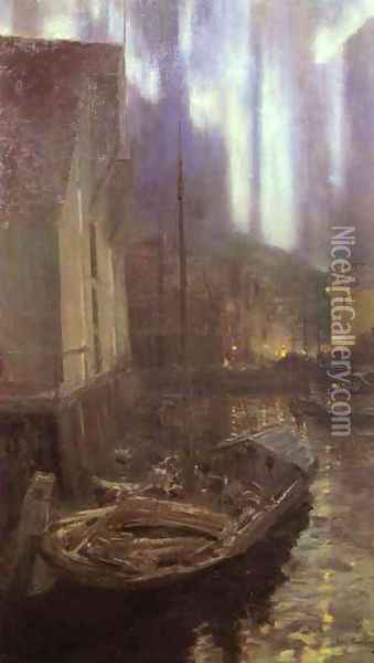 Hammerfest- Aurora Borealis, 1894-95 Oil Painting - Konstantin Alexeievitch Korovin