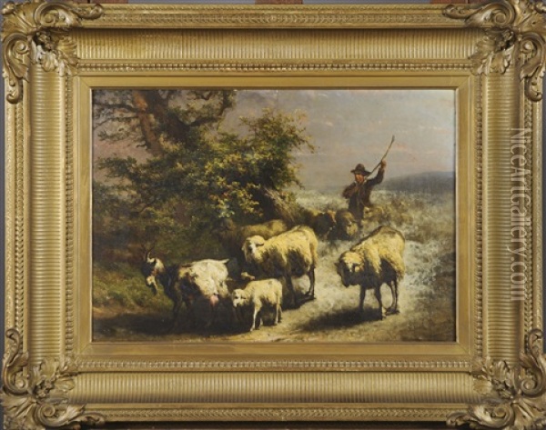 Le Retour Des Moutons Oil Painting - Ildephonse Stocquart