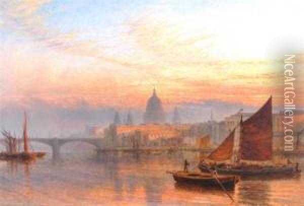 The Thames, View Of St Paul's Oil Painting - Henry Thomas Dawson