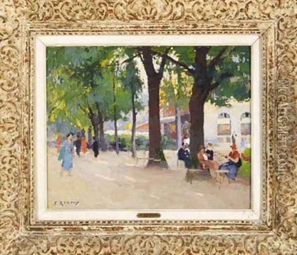 Le Restaurant Langer Aux Champs Elysees Oil Painting - Jules Ernest Renoux