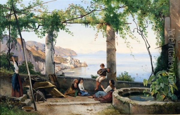 Terrazza Ad Amalfi Oil Painting - Giacinto Gigante