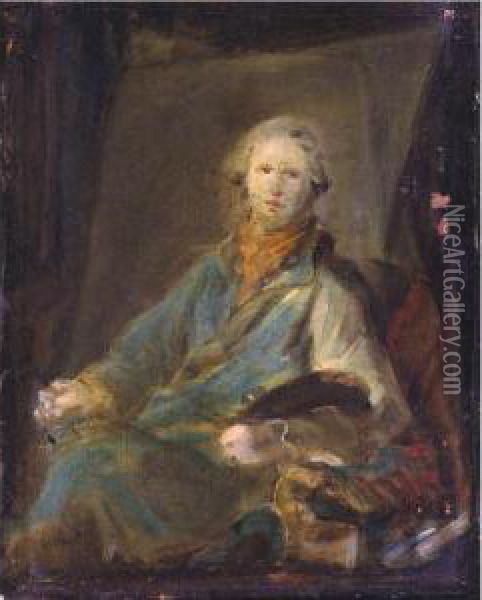 Portrait Of An Artist Oil Painting - Gabriel De Saint Aubin