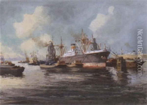 Rotterdam Harbour Oil Painting - Adriaen de Verveer