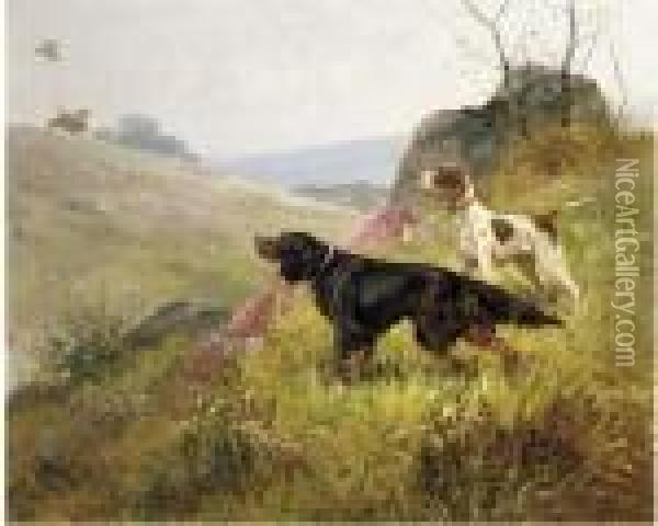 Pointers Hunting Oil Painting - Eugene Petit