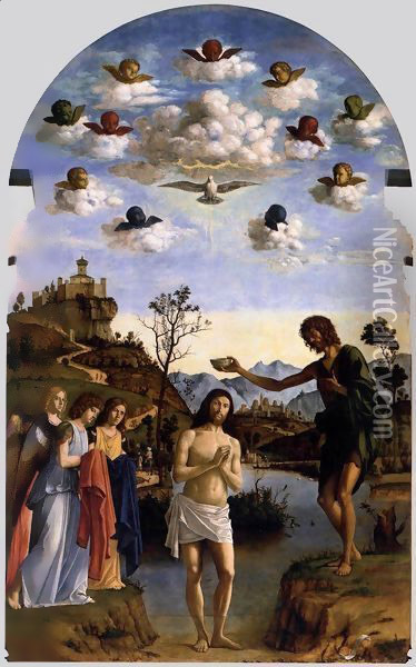 Baptism of Christ Oil Painting - Giovanni Battista Cima da Conegliano