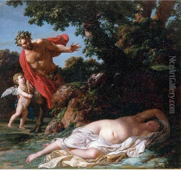 Jupiter And Antiope Oil Painting - Jean Simon Berthelemy