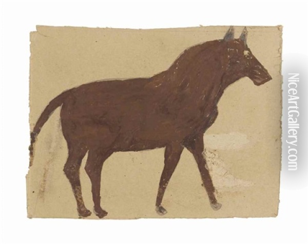 Brown Horse Oil Painting - Bill Traylor