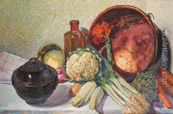 Composition Aux Legumes Oil Painting - Louis Merlin