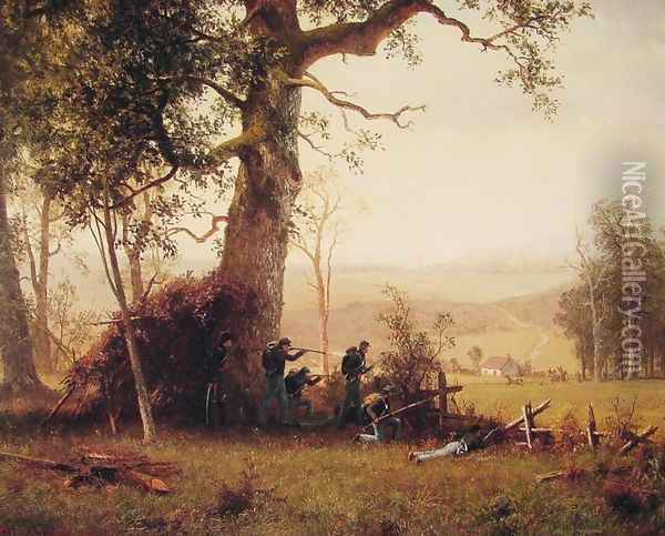 Guerrilla Warfare: Picket Duty in Virginia Oil Painting - Albert Bierstadt