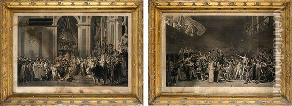 Le Sacre De Napoleon, Le Serment Du Jeux De Paume Oil Painting - Jacques Louis David