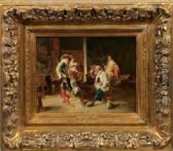 Intererieurbild Mitkavalieren In Angeregter Unterhaltung Oil Painting - Jean-Louis-Ernest Meissonier