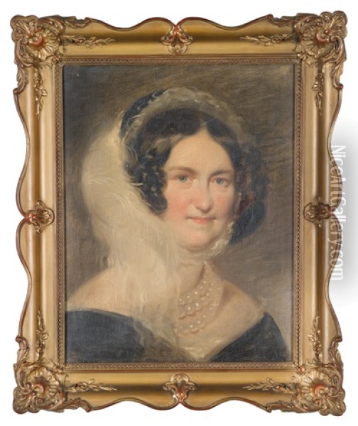 Kaiserin Karoline Auguste Von Osterreich(?), Portrat Mit Perlenkette Oil Painting - Friedrich von Amerling