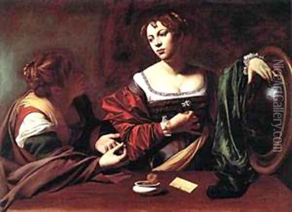Martha and Mary Magdalene Oil Painting - Michelangelo Merisi Da Caravaggio