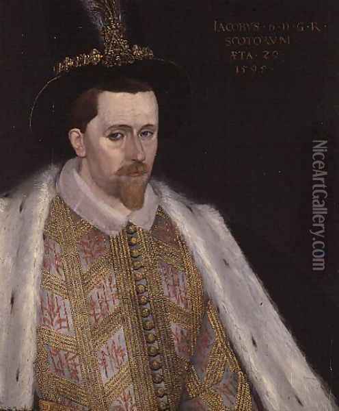 James VI of Scotland and I of England and Ireland (1566-1625), 1585 Oil Painting - Adrian Vanson