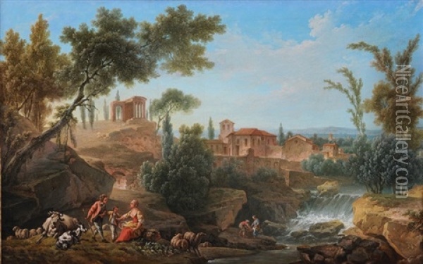 Arcadian Landscape Oil Painting - Nicolas-Jacques Juliard