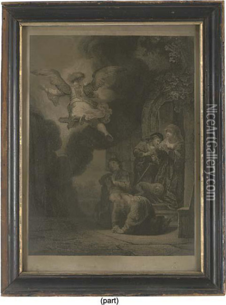 The Archangel Raphael Parting From Tobias And His Family Oil Painting - Rembrandt Van Rijn