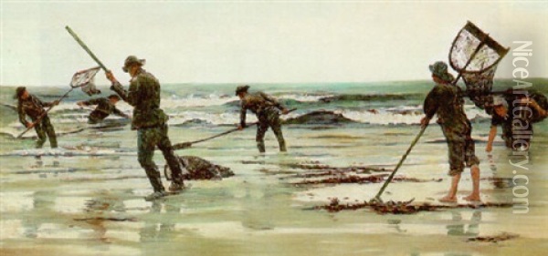 The Shrimp Gatherers Oil Painting - George Sherwood Hunter