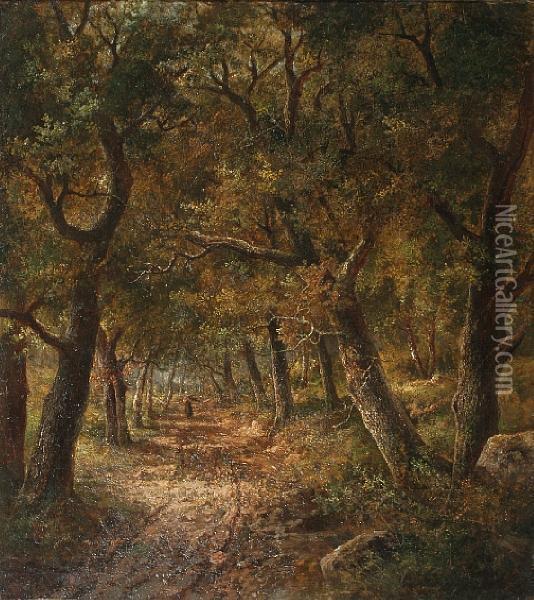 Figure On A Woodland Track Oil Painting - Joseph Thors