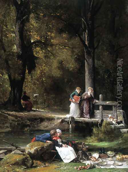 Sunday in the park Oil Painting - Francois Claudius Compte-Calix