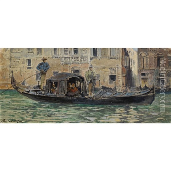 Venedigpartie Mit Gondel Oil Painting - Jean-Baptiste-Arthur Calame