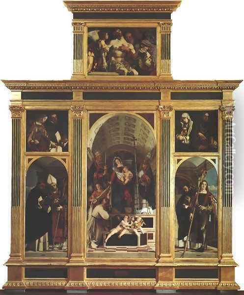 St. Dominic Polyptych Oil Painting - Lorenzo Lotto